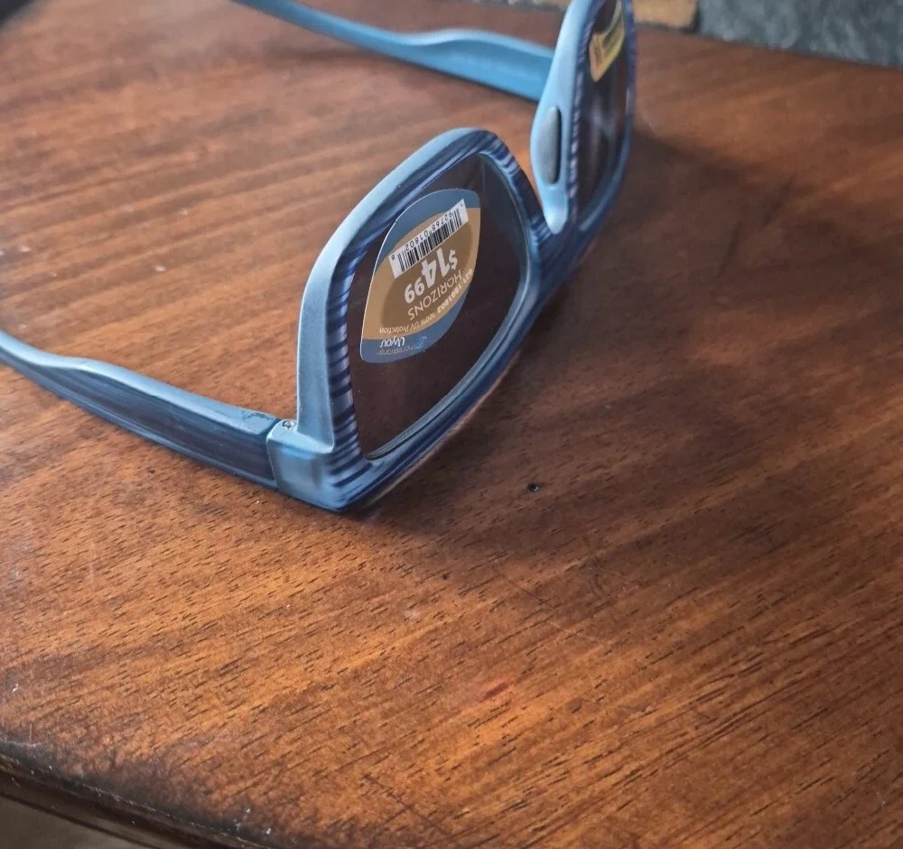 Impressions Shaterproof Blue Men’s Woodgrain Sunglasses with Dark Lenses
